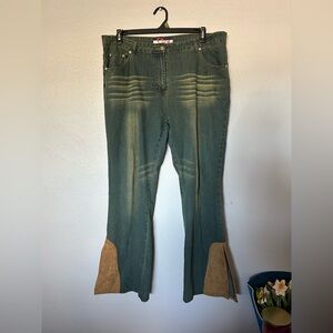 VTG MUAH Tinted Flare Jeans w/Faux Suede Accents Size 20 Plus Size Y2K